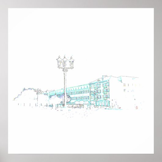 Affiche de l'esquisse d'architecture stylisée de H (Devant)