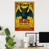 Affiche de l'étiquette de pétard Black Bat vintage (Bureau à domicile)