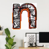 Affiche de lettrage artistique de la lettre inca N (Bureau à domicile)