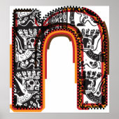 Affiche de lettrage artistique de la lettre inca N (Devant)