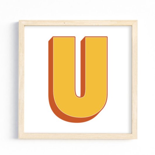 Affiche de lettre artistique, monogramme U, initia