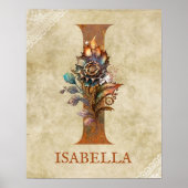 Affiche de lettre florale Steampunk I (Devant)