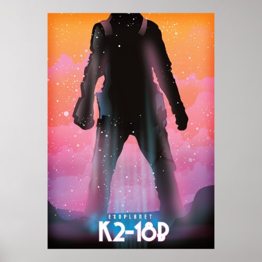 affiche de l'exoplanète K2-18b art spatial (Devant)