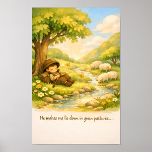 Affiche de l'histoire du Psaume 23 Art mural de