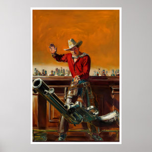 Affiche de l'homme cow-boy du bar d'art occidental