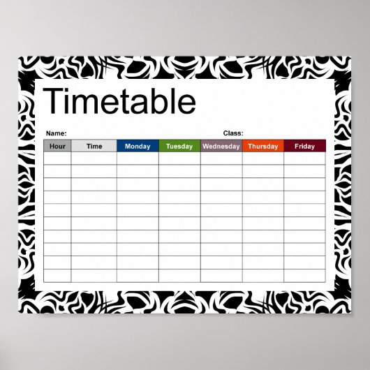 Affiche de l'horaire noir de Mandala tribal (Devant)