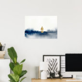Affiche de l'horizon à l'aquarelle bleu or (Bureau à domicile)