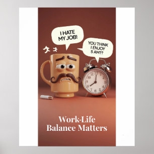 Affiche de l'horloge humoristique du bureau contre