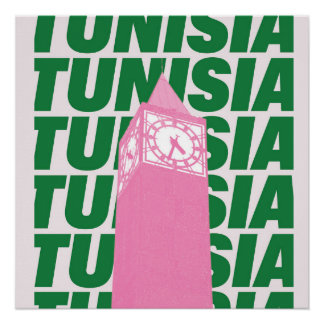 Affiche de l'horloge rétro de Tunisie | Inspiratio
