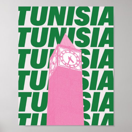 Affiche de l'horloge rétro Tunisie | Inspiration d (Devant)