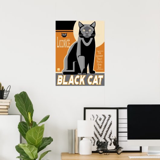 Affiche de licence de chat noir (Bureau à domicile)