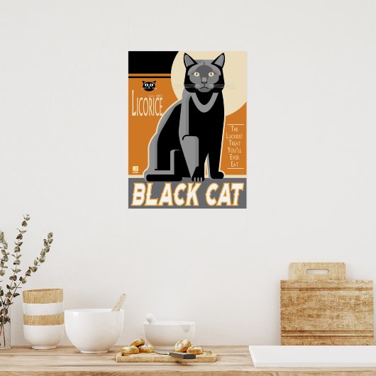 Affiche de licence de chat noir (Cuisine)