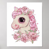 Affiche de licorne bébé rose | Impression murale (Devant)