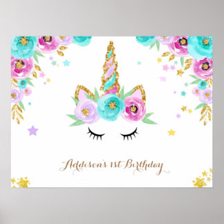 Affiche de licorne florale
