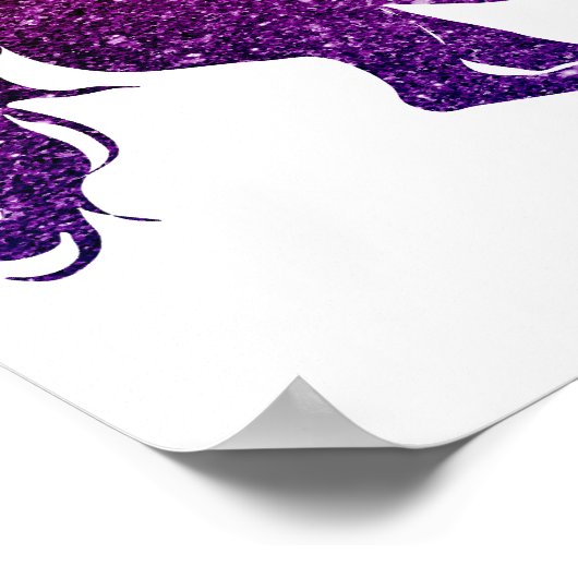 Affiche de licorne rose et violette à paillettes (Coin)