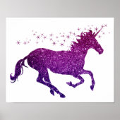 Affiche de licorne rose et violette à paillettes (Devant)