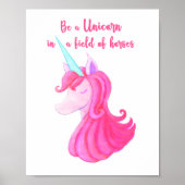 affiche de licorne rose mignonne (Devant)