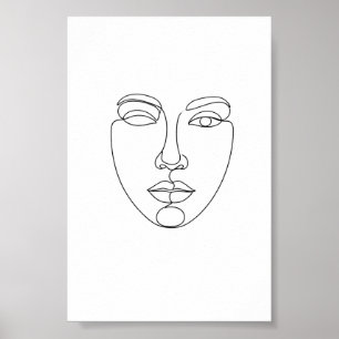 Affiche de ligne artistique minimaliste de visage