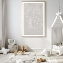 Affiche de ligne d'éléphant abstrait