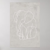 Affiche de ligne d'éléphant abstrait (Devant)