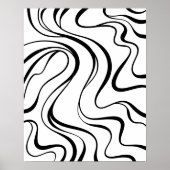 Affiche de lignes ondulées noires et blanches abst (Devant)