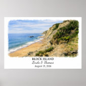 Affiche de l'île de Block, Rhode Island, Aquarelle (Devant)