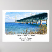 Affiche de l'île Mackinac Michigan, Aquarelle, Cus (Devant)