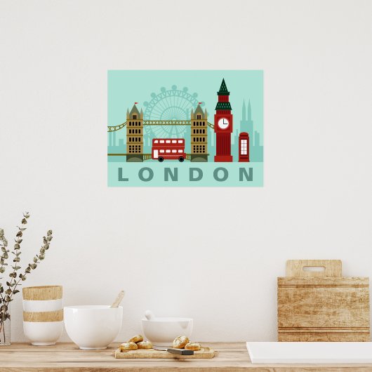 Affiche de l'illustration mignonne Londres (Cuisine)