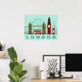 Affiche de l'illustration mignonne Londres (Bureau à domicile)