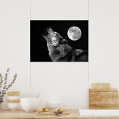Affiche de l'impression du loup gris et de la lune (Cuisine)