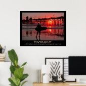Affiche de l'inspiration du coucher de soleil surf (Bureau à domicile)