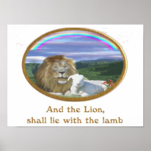 affiche de lion et d'agneau