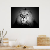 Affiche de lion noir et blanc (Cuisine)