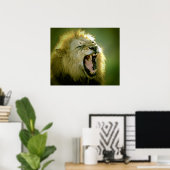 Affiche de lion rugissant (Bureau à domicile)