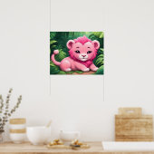 Affiche de lionceau rose dans la jungle (Cuisine)