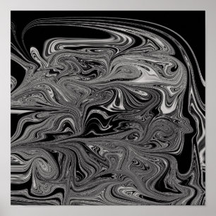 Affiche de liquide artistique gris, blanc et noir