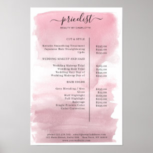 Affiche de liste de prix à l'aquarelle moderne