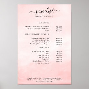 Affiche de liste de prix à l'aquarelle moderne
