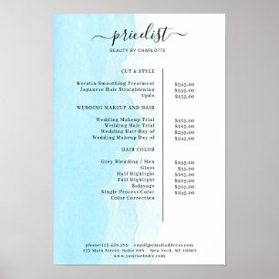 Affiche de liste de prix à l'aquarelle moderne