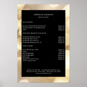 Affiche de liste de prix Bokeh Or Moderne