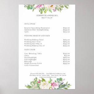 Affiche de liste de prix de fleurs modernes
