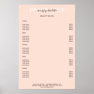 Affiche de liste de prix de pêche moderne