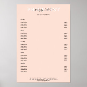 Affiche de liste de prix de pêche moderne