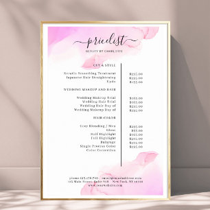 Affiche de liste de prix de salon à l'encre aquare