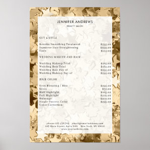 Affiche de liste de prix de salon glamour moderne