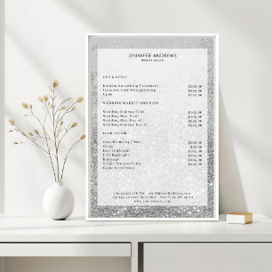 Affiche de liste de prix de salon moderne argent p