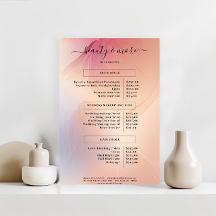 Affiche de liste de prix de salon simple moderne