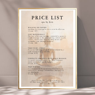 Affiche de liste de prix du salon Golden Buddha