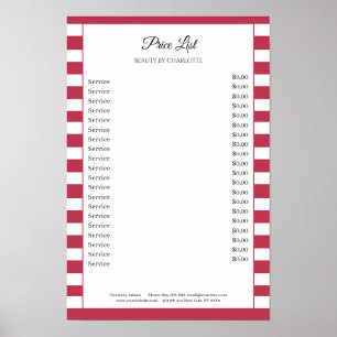 Affiche de liste de prix du salon Modern Stripes