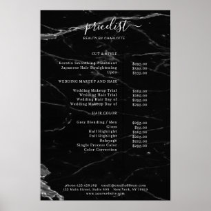 Affiche de liste de prix en marbre moderne